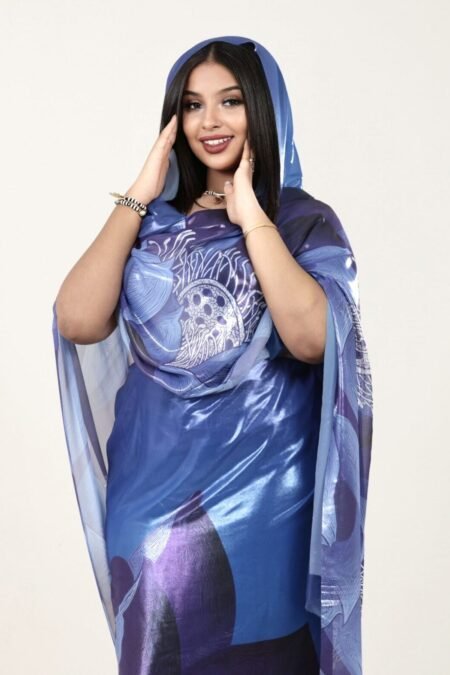 Blue Pattern Sparkle Half Width Lame