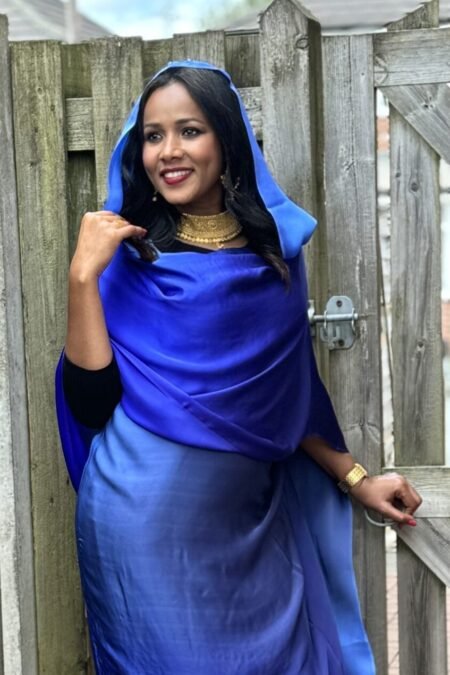 Shades Of Navy Blue Half Width French Silk