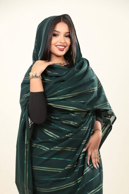 Green Petrol RISALT London Pattern Full Width Voile