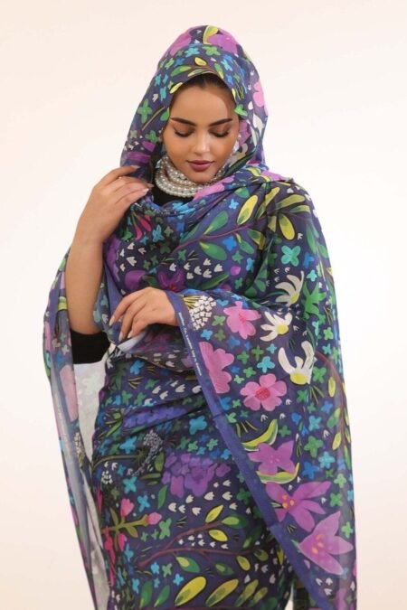 Navy Floral Full Width Swiss Voile