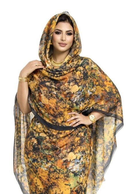 Orange Pattern Half Width Voile