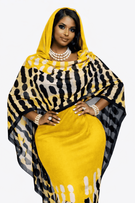 Yellow Pattern Half Width Voile