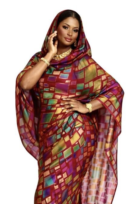 Maroon Pattern Half Width Foil Jacquard Silk