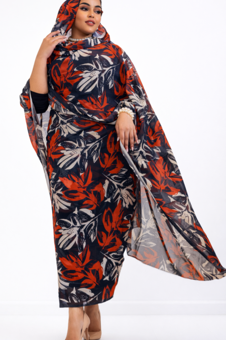 Black Leaves Full Width Swiss Voile