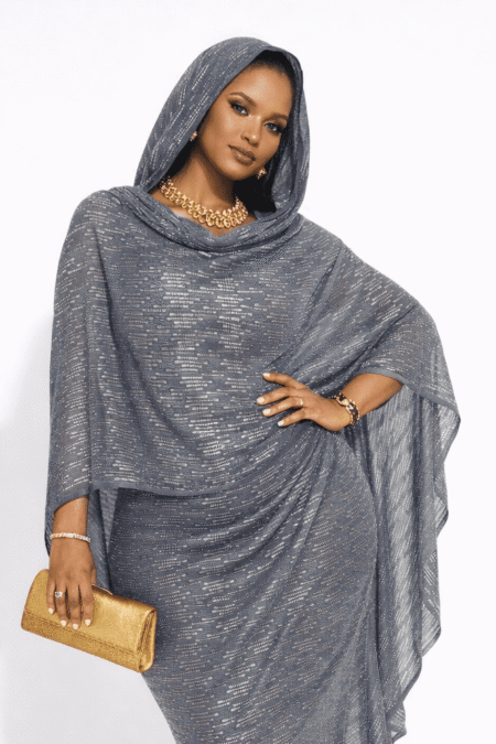 Grey Pattern Sparkle Half Width Silk