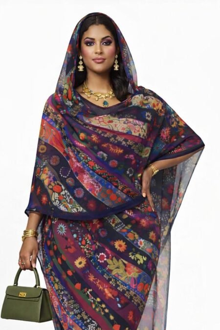 Coloured Floral Half Width Voile